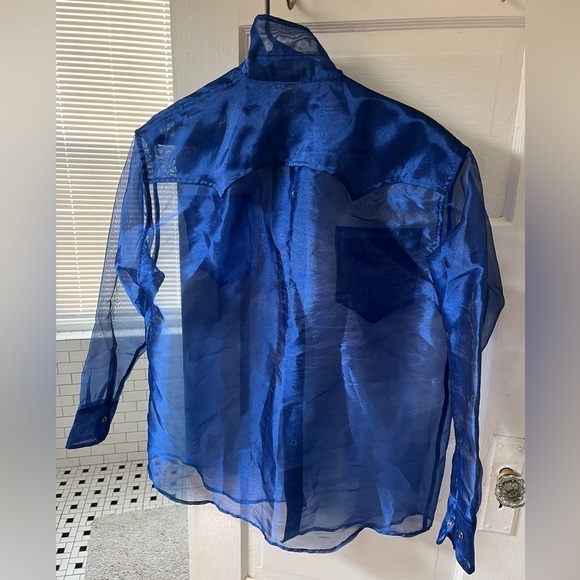 Guess sheer blue long sleeve button down size small - Picture 7 of 7